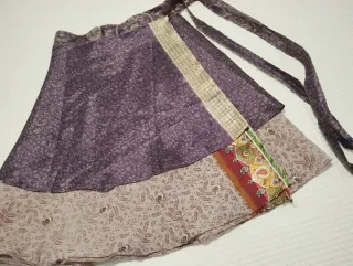 Falda vintage dorada y morada de 2 caras (2 en 1)
