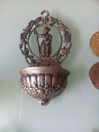 Lote antigüedades: figura, candelero, etc.
