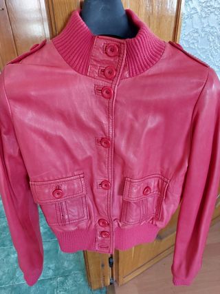 Giubbotto in vera pelle donna rosso