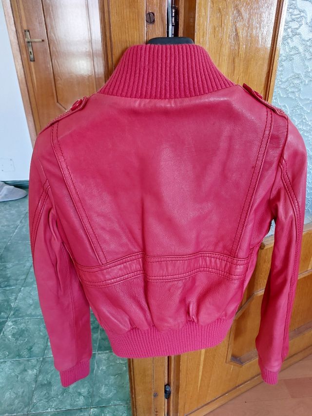 Giubbotto in vera pelle donna rosso