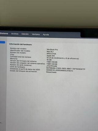 MacBook Pro 14" M4 512GB 16GB RAM NUEVO