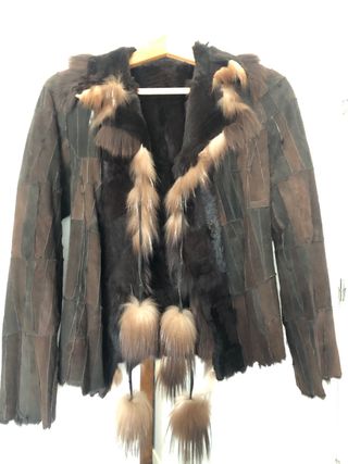 Chaqueta de ante patchwork con pelo