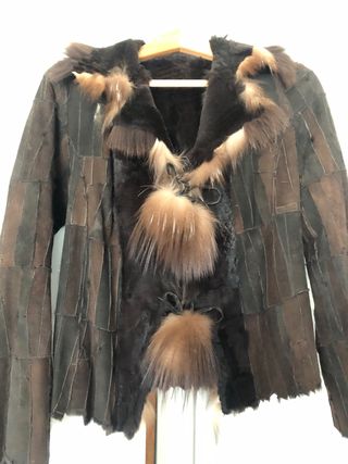 Chaqueta de ante patchwork con pelo
