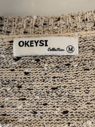 Jersey beige y gris con botón
