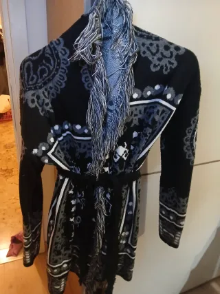 Cappottino donna fantasia nero e grigio