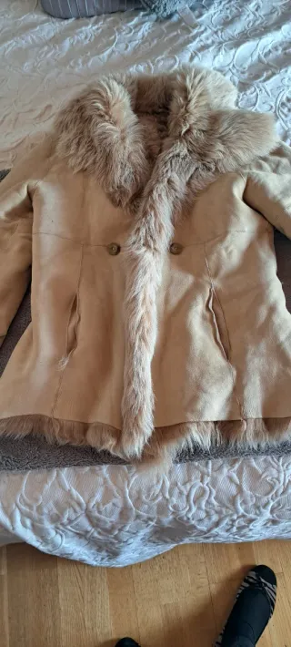 Chaqueta ante y pelo beige Talla M