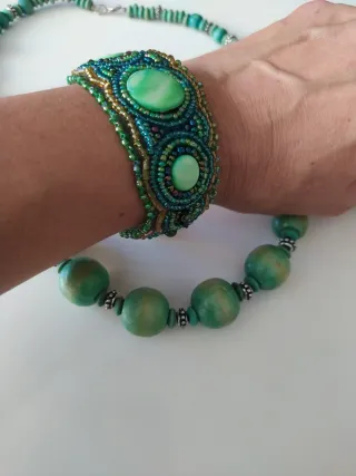 Pulsera y Collar en tonos Verde