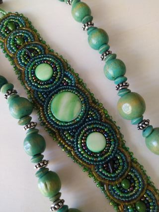 Pulsera y Collar en tonos Verde