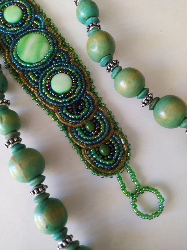 Pulsera y Collar en tonos Verde