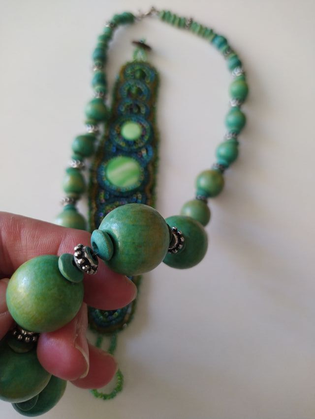Pulsera y Collar en tonos Verde