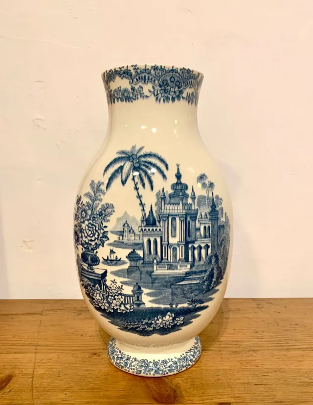 Jarrón Cartuja Sevilla Pickman Azul