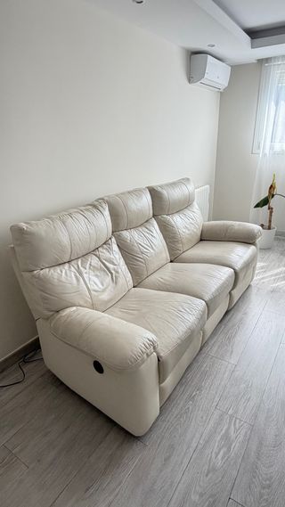 Sofá de piel blanco 3 plazas