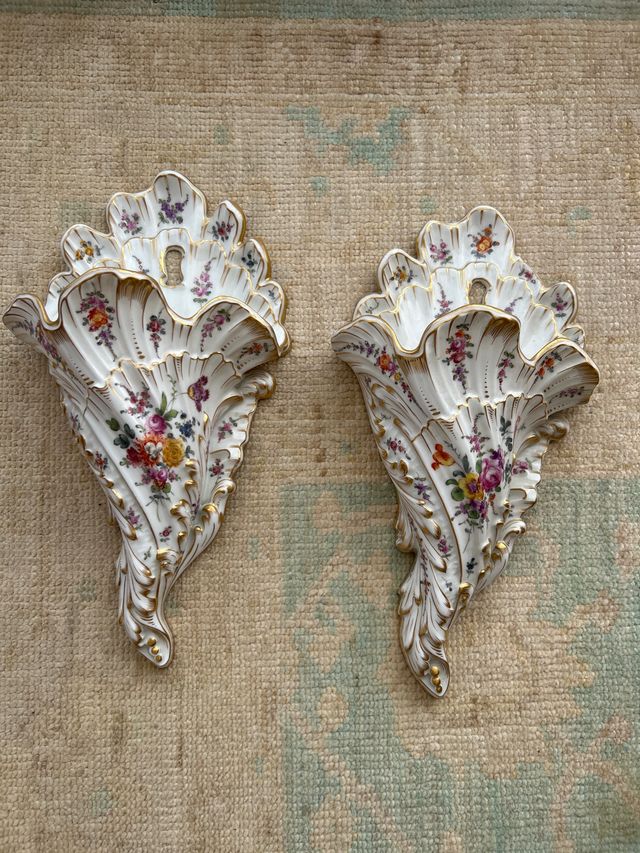 Pareja de jarrones de Porcelana Florales  Meissen 