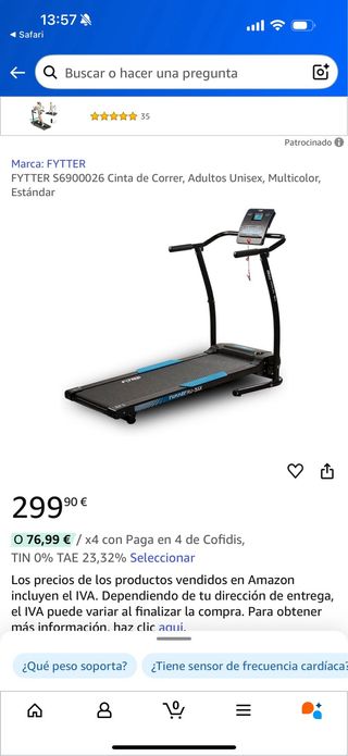 Cinta de correr Fitter plegable