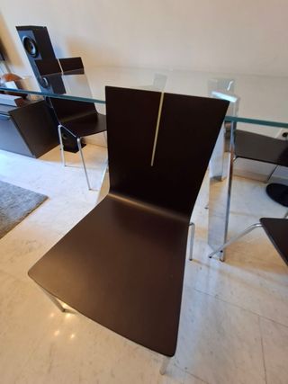 Mesa comedor cristal y metal