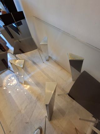 Mesa comedor cristal y metal