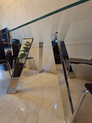 Mesa comedor cristal y metal