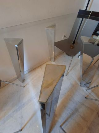 Mesa comedor cristal y metal