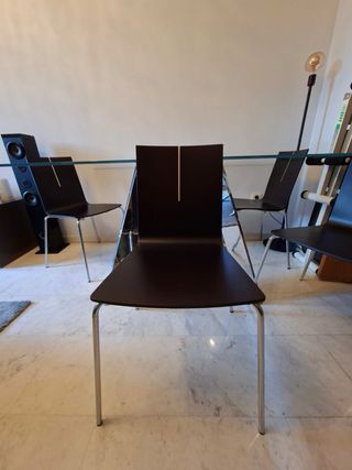 Mesa comedor cristal y metal