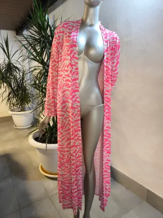 Kimono largo estampado cebra rosa