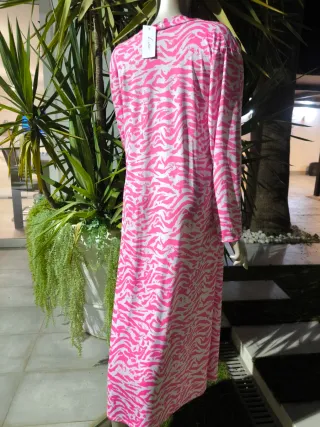 Kimono largo estampado cebra rosa