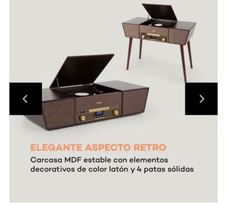 Tocadiscos Retro Madera Oscura.