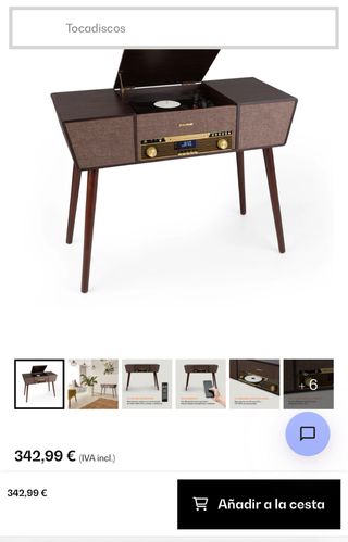 Tocadiscos Retro Madera Oscura.