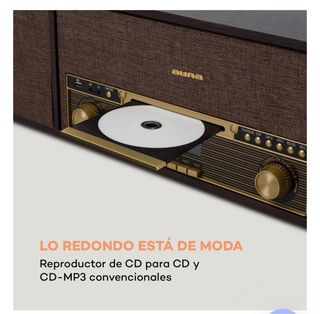 Tocadiscos Retro Madera Oscura.