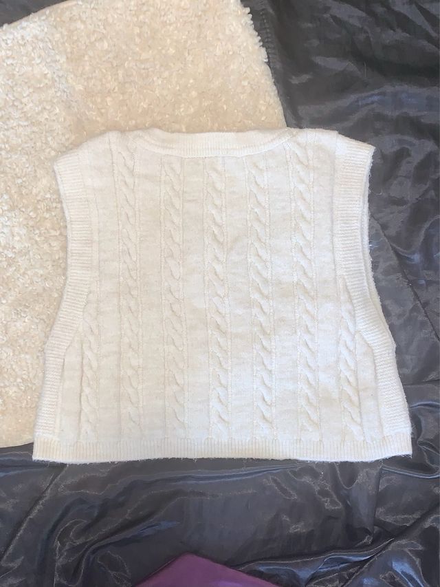 Chaleco Bershka punto beige/marrón T.XS