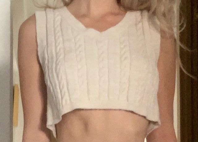 Chaleco Bershka punto beige/marrón T.XS