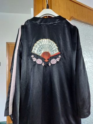 Vestaglia donna nera e rosa taglia unica