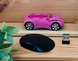 Ratón Óptico Inalámbrico Rosa Coche - Nuevo