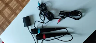 PS2 Slim Negra + 10 Juegos + Micrófonos + m. card