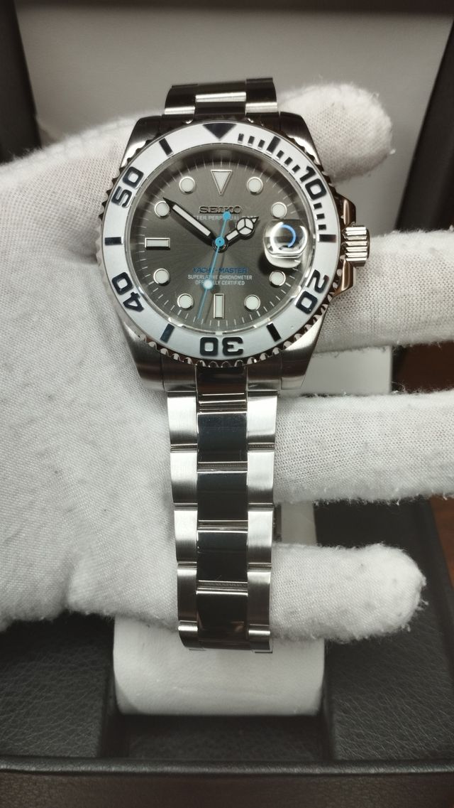 Reloj Seiko Mod Yatch-Master Silver Azul Cyan Gris