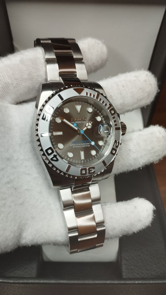 Reloj Seiko Mod Yatch-Master Silver Azul Cyan Gris