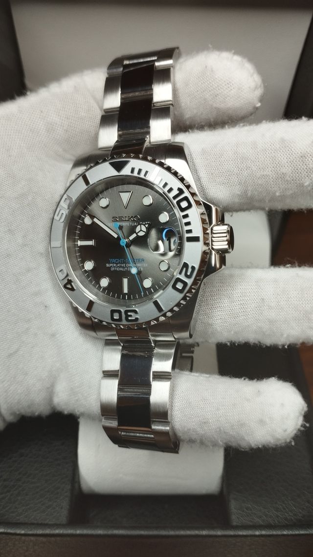 Reloj Seiko Mod Yatch-Master Silver Azul Cyan Gris