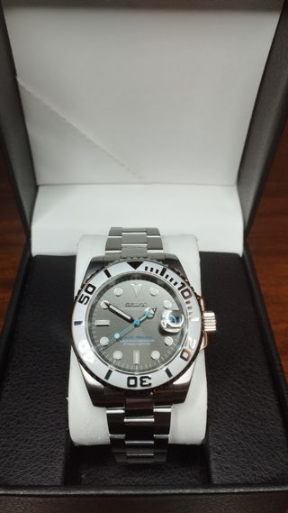 Reloj Seiko Mod Yatch-Master Silver Azul Cyan Gris