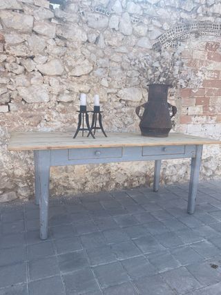 Mesa de granja francesa madera y metal