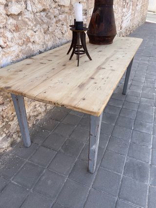 Mesa de granja francesa madera y metal