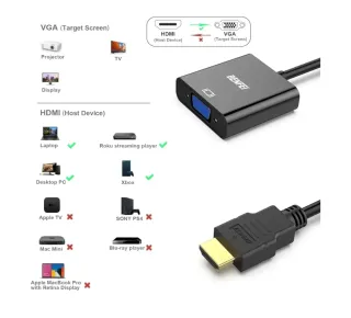 Adaptador Benfei HDMI a VGA 1080P para PC o TV