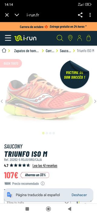Zapatillas Saucony Triumph ISO Talla 42