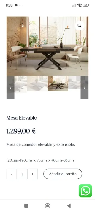 Mesa elevable eléctrica y extensible
