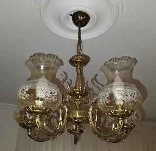 3 Lámparas de techo de cristal y metal