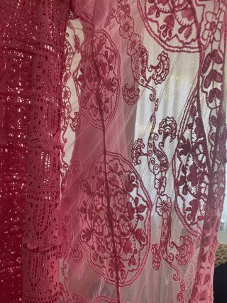 Conjunto Vestido y Kimono Encaje Rosa
