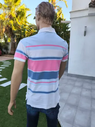 Polo Tommy Hilfiger Rayas Azul Rosa Blanco