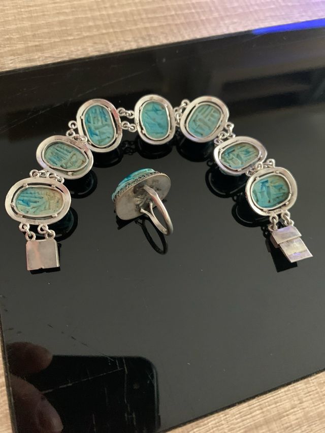 Conjunto Plata 925: Pulsera, Anillo Egipcio 