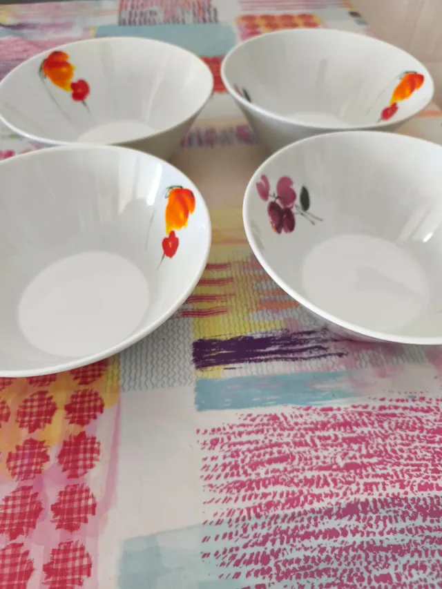 Lote 4 boles porcelana flores