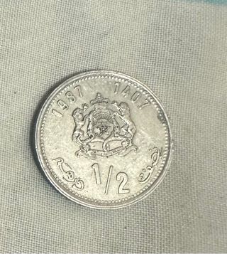 Moneda 1/2 Dirham Marroquí 1987/1407
