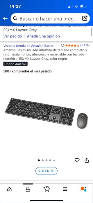 Teclado y Ratón Inalámbrico Amazon Basics