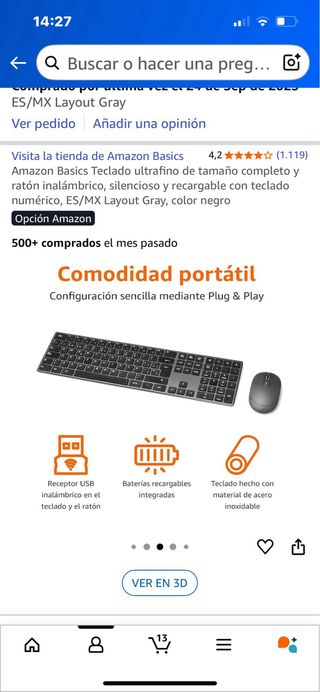 Teclado y Ratón Inalámbrico Amazon Basics